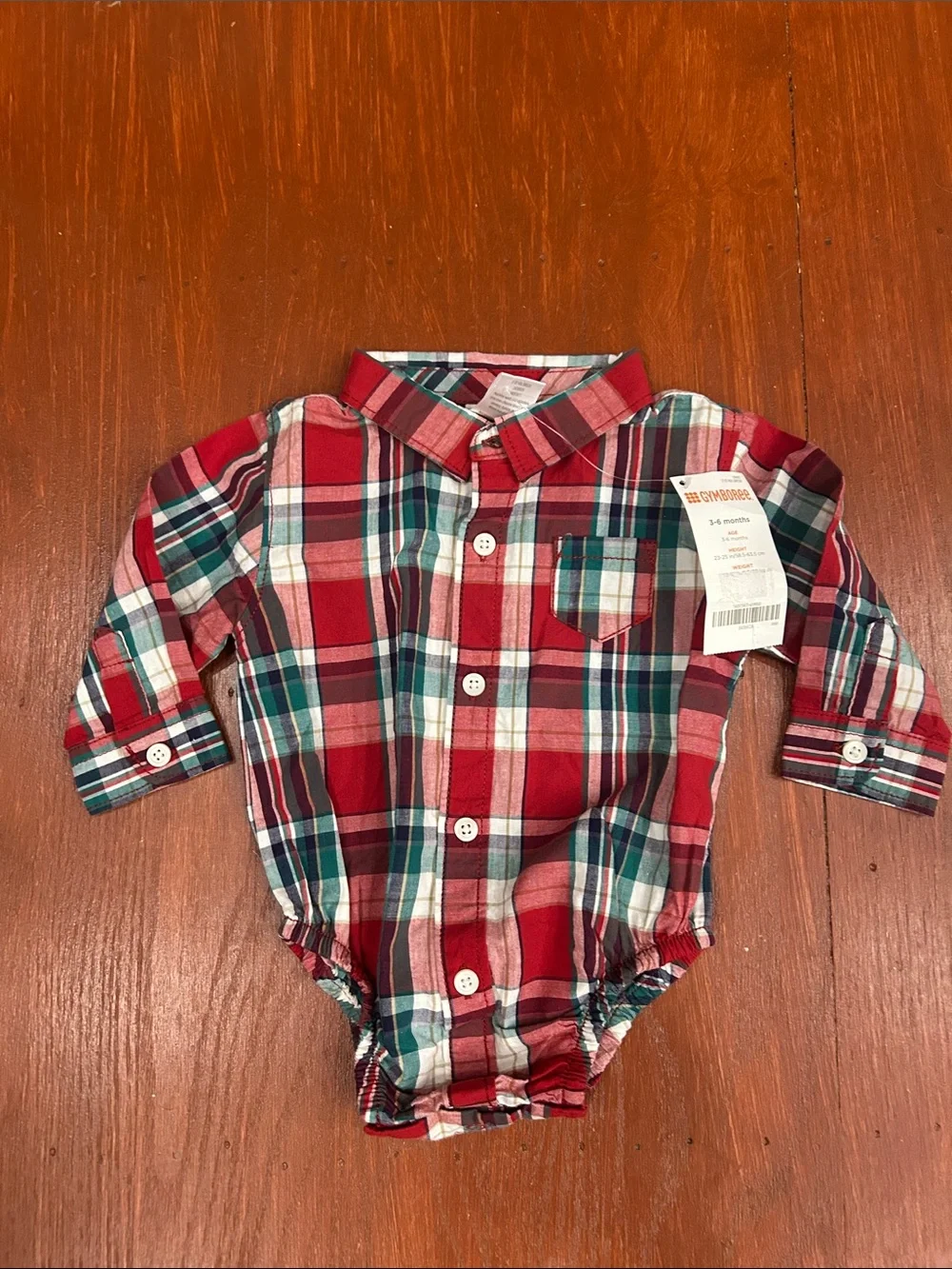 Gymboree Red and Green Plaid Button-Front One-Piece